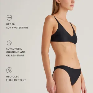 NWT Quince Black Italian v-neck bikini top Sz L thumbnail 3