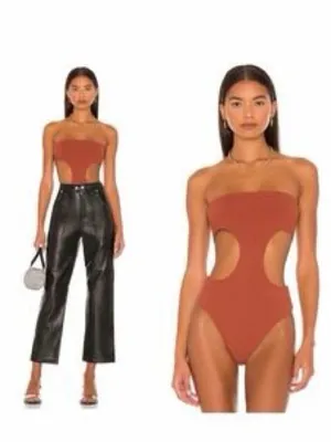 SUPERDOWN Darcey Cut Out Bodysuit - Rust thumbnail 2