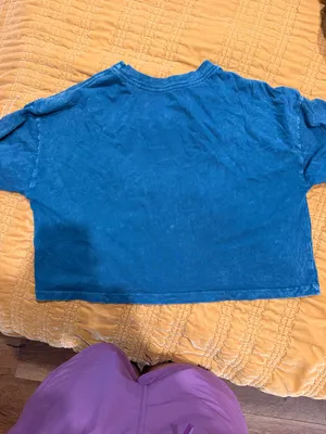 NWOT Spiritual gangster smiley Kaylee cropped tee , teal, medium thumbnail 5