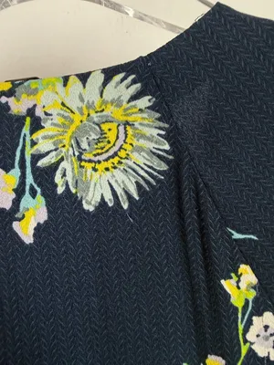 Free People Lost in You Floral Midi Dress Button Hi-lo Navy Blue Size Small S thumbnail 15