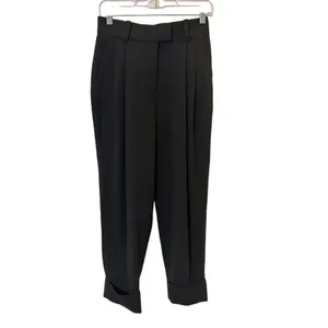 COS Black High Rise Pleated Cuffed Trousers Size 4 Minimalist Career Wear thumbnail 2