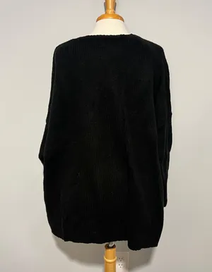 H One Black Knit Oversized Pullover Sweater Size L thumbnail 4