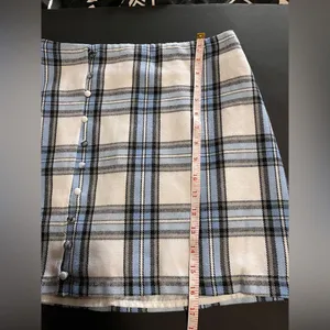 BLUE RAIN Plaid Fleece Button Lined Mini Skirt Y2K Women’s Sz S EUC thumbnail 8