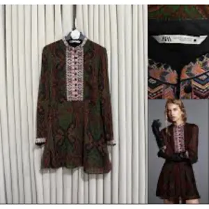 ZARA BURGUNDY JACQUARD RIBBON DRESS BURGUNDY | 6895/276 XS Preist‎ Collar thumbnail 2