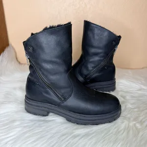 Avellini Leather Faux Fur Convertible Ankle Moto Boots Size 41/US 9.5 thumbnail 2