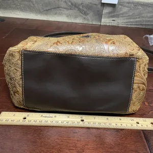 Fossil Relic by Brown and Tan Paisley Embossed Vegan Leather Purse Handbag thumbnail 11