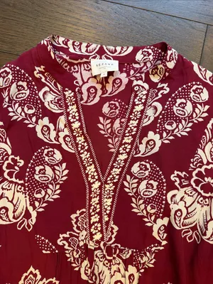 Sézane Boheme Midi Dress in Ornamental Print Size 38 - C11-644 thumbnail 4