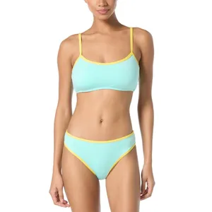 NWT Kate Spade Womens Contrast-Trim Bralette Bikini Top Low Tide Blue S thumbnail 2
