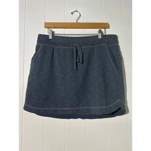 Athleta Techie Terry Mini Skirt Womens L Heather Gray Drawstring Pockets UPF 30 thumbnail 3