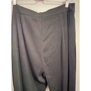 PRETTYLITTLETHING Black Ribbed Wide‎ Leg Palazzo Pants Elastic Waist Split Hem thumbnail 7