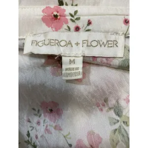 Figueroa & Flower Boho Shirt Dress Medium Beige Floral Cottagecore Retro Prairie thumbnail 10