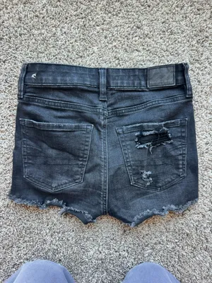 American Eagle Black Jean Shorts High-Rise thumbnail 3