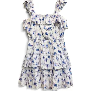 Love‎ Shack Fancy x Target Amalie Blue Floral Tiered Ruffle Mini Dress Small thumbnail 2