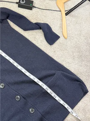Ann Taylor Women’s 100% Cashmere Knit Cardigan Sweater V-Neck in Navy M thumbnail 12