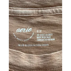 Aerie Brown Graphic T-Shirt Spring Fling‎ Disco Ball Smiley Face Oversized Small thumbnail 6