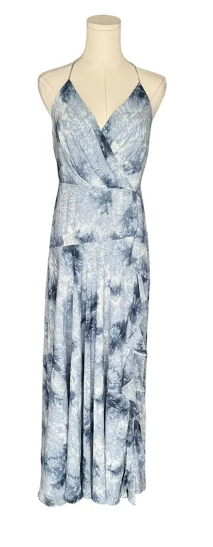ASTR The Label - NOW Holland Blue Tie Dye Ruffle Maxi Dress Sz L thumbnail 1