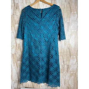 JAX Turquoise Floral Lace Overlay Shift Dress NWT Size 12 Y2K‎ thumbnail 2