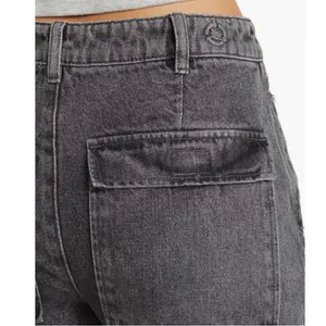 NWOT PTCL High Waist Wide Leg Cargo Jeans in Black Wash SZ-23 thumbnail 5