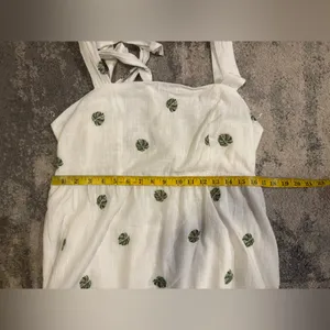 NWT Rewind White Sleeveless dress with Green Leaf Pattern thumbnail 6