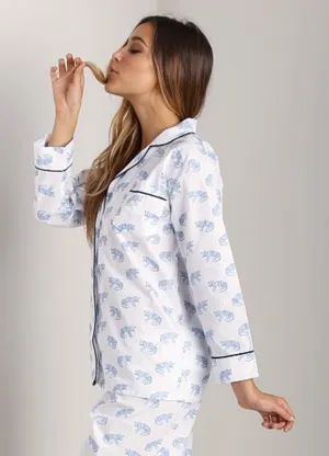 Marigot Leopard Long Pajama Set White Size M thumbnail 1