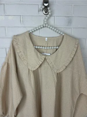 NWT Amazon Neutral Gingham Check Collared Dress Size XL thumbnail 3