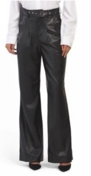7 for all mankind faux leather wide leg pants‎ size large thumbnail 1