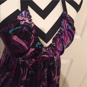 Guess Pleated V-Neck Satin Purple Halter Top XS Deadstock thumbnail 3