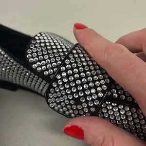 Jeffrey campbell sz 6 Black loafers silver rhinestone slip on fancy velvit dress thumbnail 5