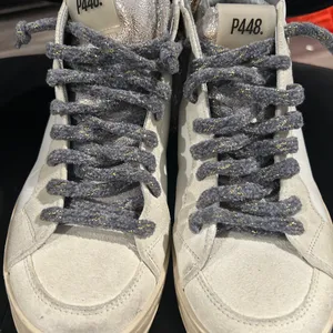 P448 Cream and Silver Sneakers with Glitter Laces thumbnail 3