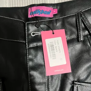 Edikted Black Faux Leather Trousers thumbnail 3