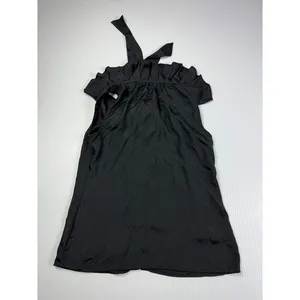 Banana Republic‎ Ruffle Neck Tie Sleeveless Blouse Top Black Petite Size PS thumbnail 5