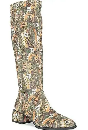 Chelsea and Violet Zayla Brocade Print Knee-High Women's Heel Boots thumbnail 1
