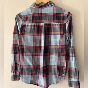 Old Navy‎ Blue and Red 100% Cotton Plaid Flannel Long Sleeve Shirt thumbnail 5