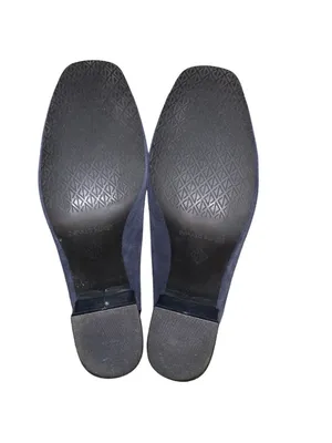 Donald Pliner 8 Kressida Tassel Loafer Pumps Blue Suede patent Block Heel Chunky thumbnail 6
