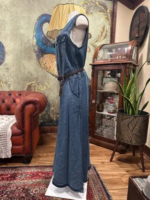 Ashley Stewart Denim Maxi Dress Size 16 NWT Bohemian Western Coastal Cowgirl thumbnail 4