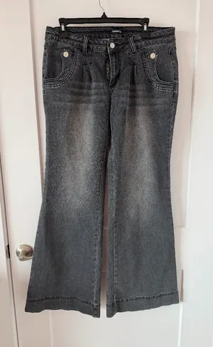 Flamingals Flare Wide Leg Jeans Black Size XL thumbnail 1
