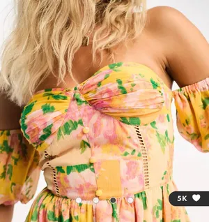 ASOS NWT Miss Selfridge chiffon corset detail puff sleeve mini dress in patchwork floral thumbnail 4