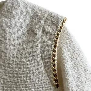 ZARA Pronounced Shoulder Textured Jacket Ecru Cream Wood Buttons Size XS Rare thumbnail 9