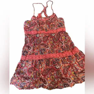 Hollister Paisley Boho Racerback Sundress Medium Lace Trim Mini thumbnail 5
