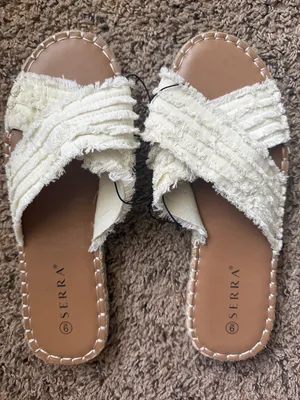 Serra Women's Cream Crossband Slide Sandals thumbnail 2