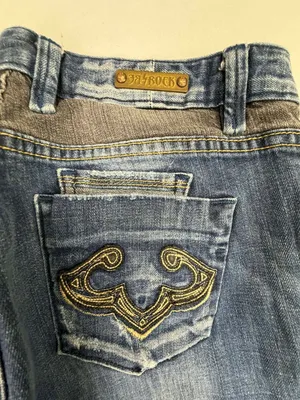 ReRock for Express Womens Embroidered Bootcut Blue Jeans thumbnail 4