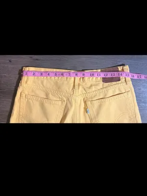 Levi's Yellow Raw Hem Straight Leg Jeans. Size 30" thumbnail 3