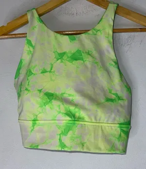 Lululemon Energy Bra High Neck Long Line Shibori Med Support B-C Yoga Cups‎ Sz 8 thumbnail 1