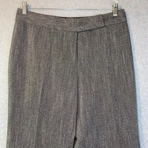 White House Black Market Flare Pants Women's 12R Gray Herringbone Contour Career thumbnail 3