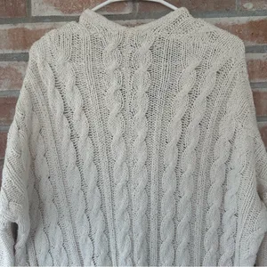 Free People Easy Cable Knit Sweater Drop Shoulder Oversized Women’s XS Beige thumbnail 9