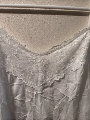 Maurices White Lace Trim Crinkle Cami Tank Top Medium Boho Cottagecore thumbnail 3