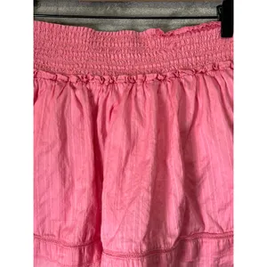 Vintage Abercrombie & Fitch Pink Smocked Mini Skirt Large Cotton Ruffle Y2K Boho thumbnail 2