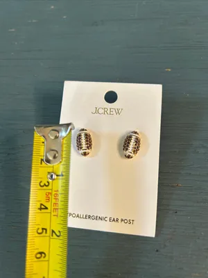 J. Crew Gold and Brown Football Crystal Stud Earrings - New $39.50 thumbnail 3
