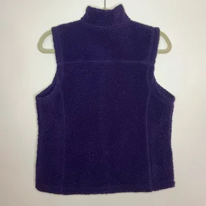 LL Bean Purple Sherpa Vest Embroidered Trim thumbnail 2