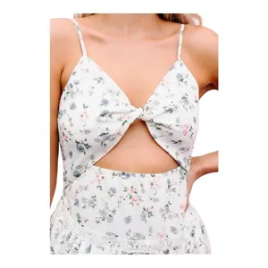 New Connection Floral‎ Cutout Mini Dress White Multi Tiered Lace Trim Large NWT thumbnail 3